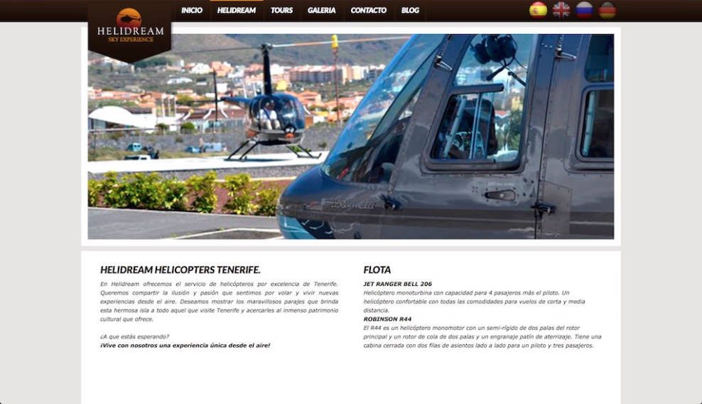 Posicionamiento en Google SEO Helidream Helicopters Tenerife